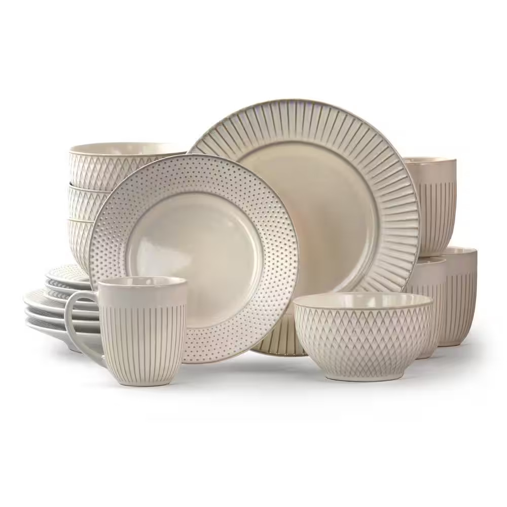 Market Finds 16-Piece Contemporary White Stoneware Dinnerware Set (Service for 4