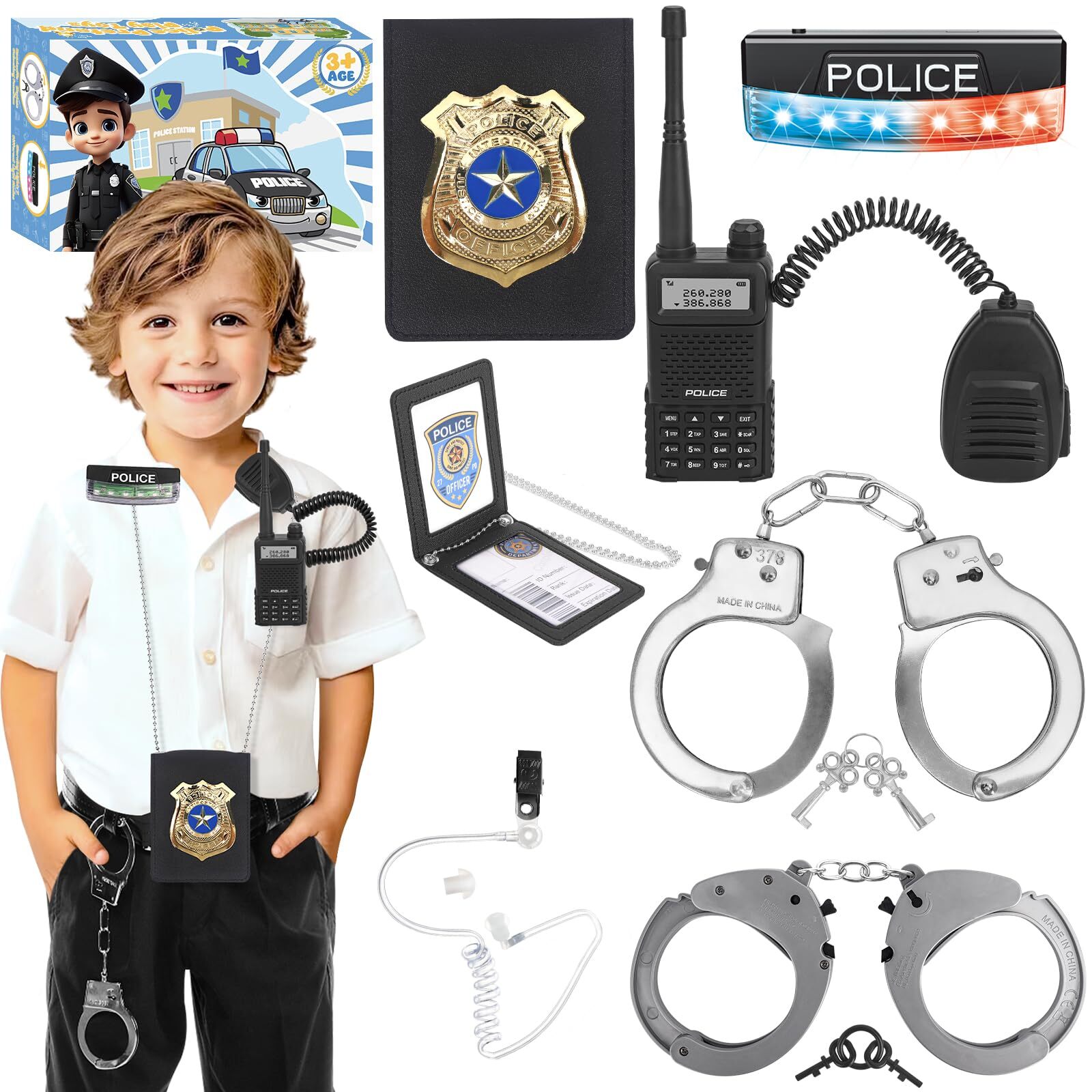 Police Toys Police Accessories Role Play Set With Handcuffs Handcuff Keys Warnin