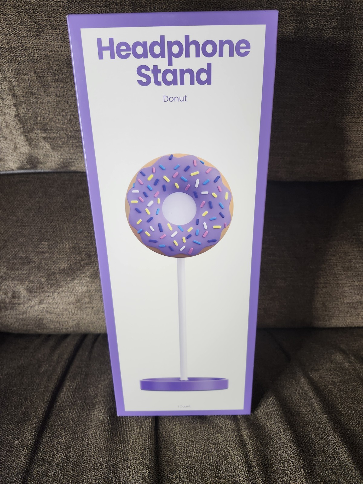 Fun Purple Donut Headphone Stand 12.2" tall w/ Accessory Base NIB CP #358