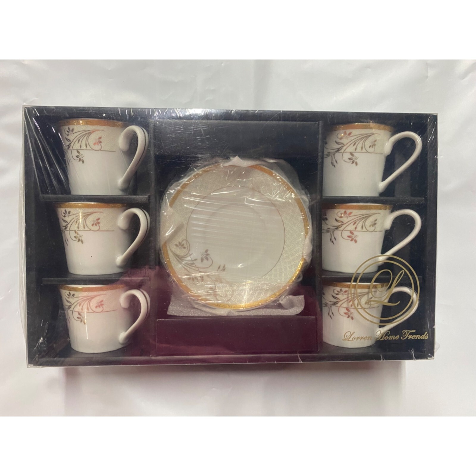 Lorren Home Trends Trends Floral Design 2oz Espresso Cup and Saucer Set NWB
