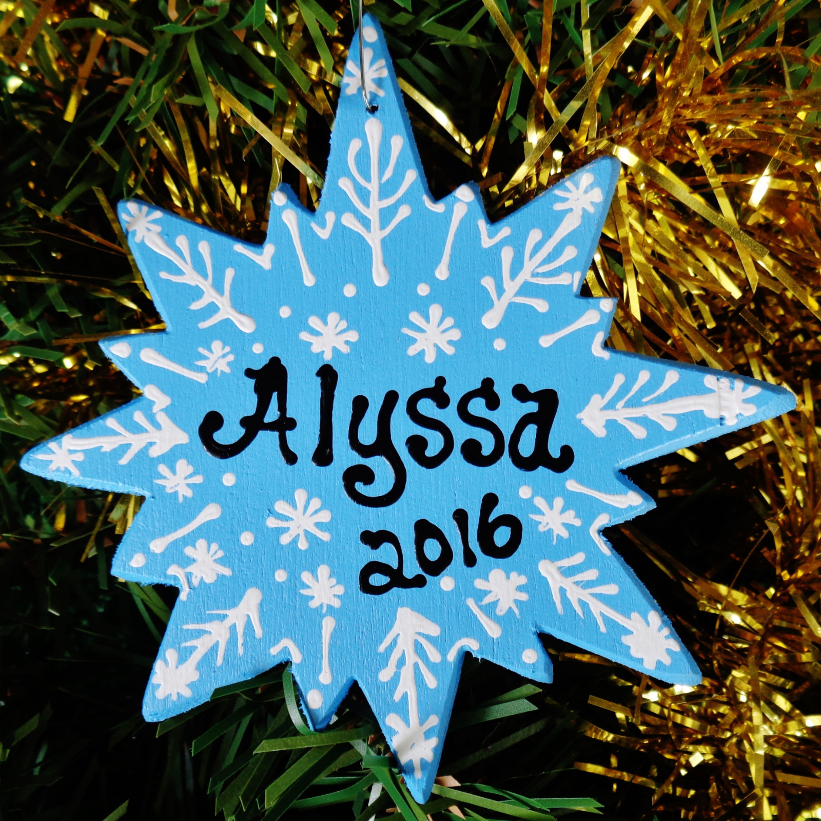 SNOWFLAKE Christmas ORNAMENT Personalize U CHOOSE NAME & YEAR Winter Snow Gift
