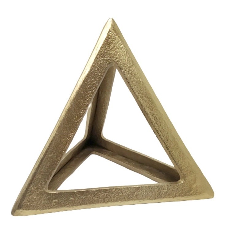 Contemporary Gold Metal Triangular Decor Piece
