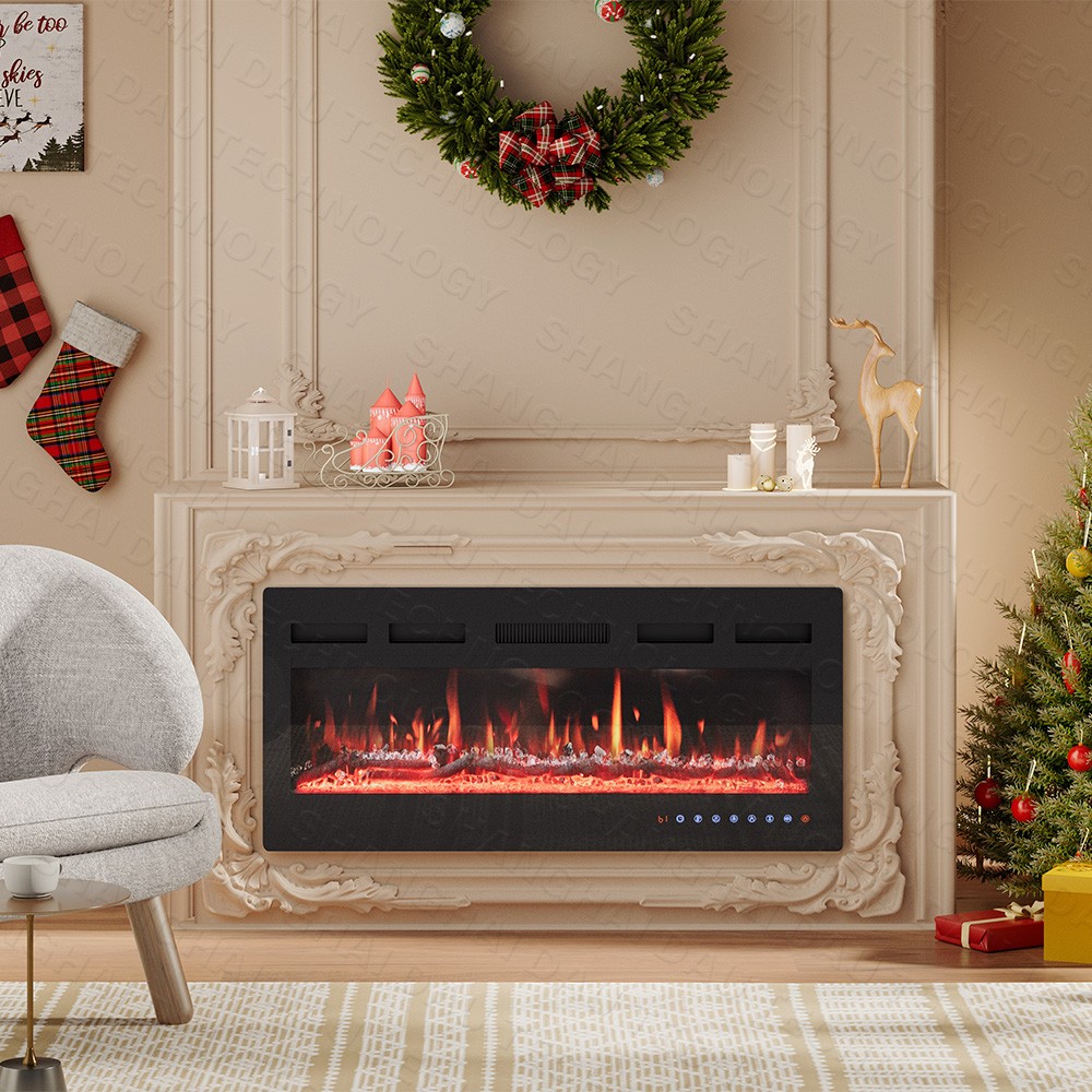 Modern 50" Electric Fireplace Insert for Wall Mount Room Decor Heater Remote New