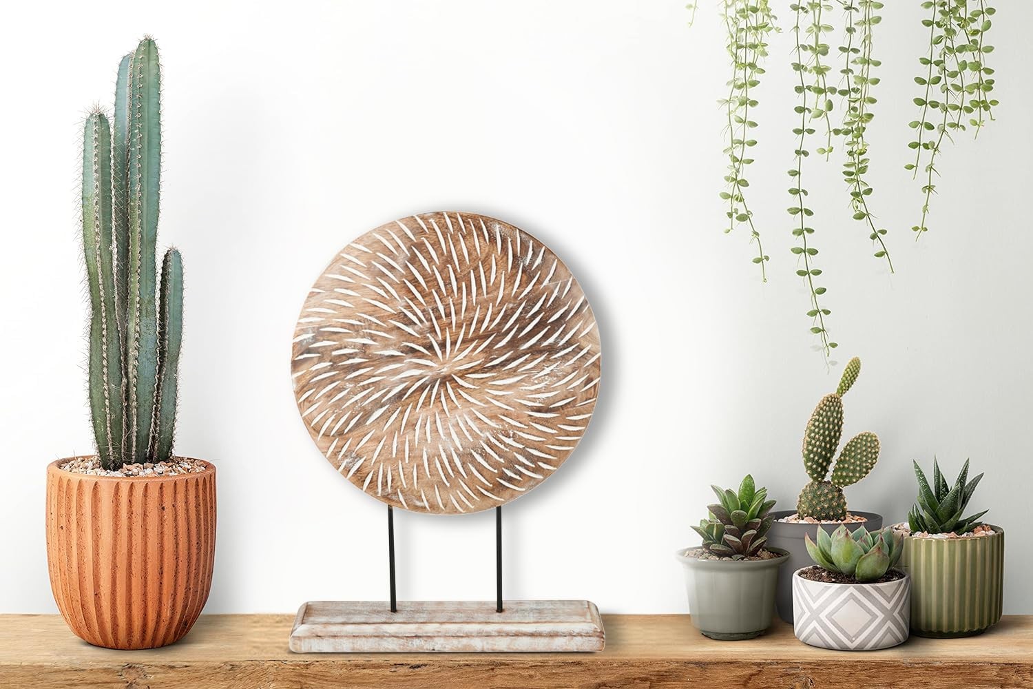 Farmhouse Table Sculpture Home Decor Statue Mandala Carved for Modern Home 10...