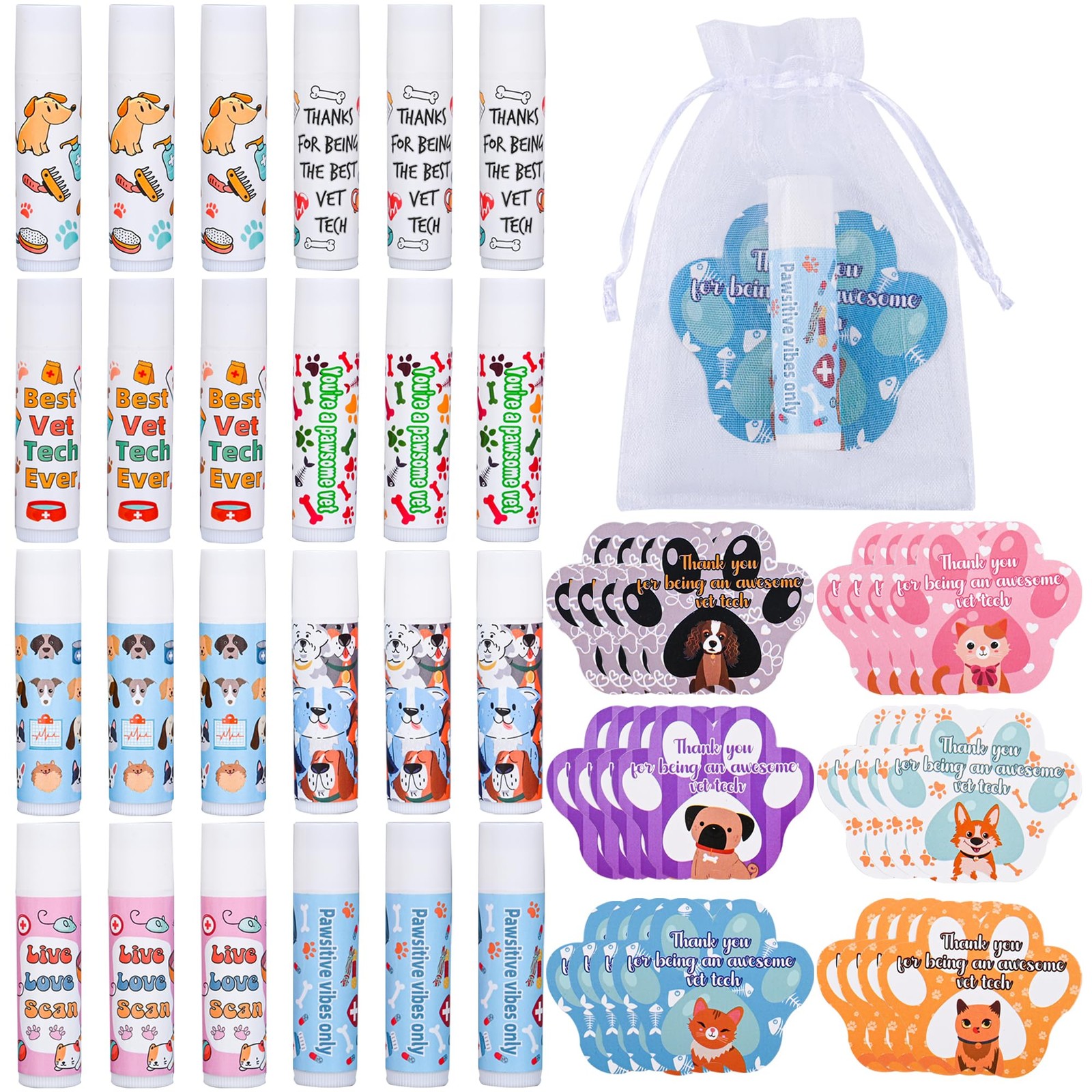24 Pcs Vet Tech Gift Veterinary Appreciation Gifts Include Lip Balm Thank You...