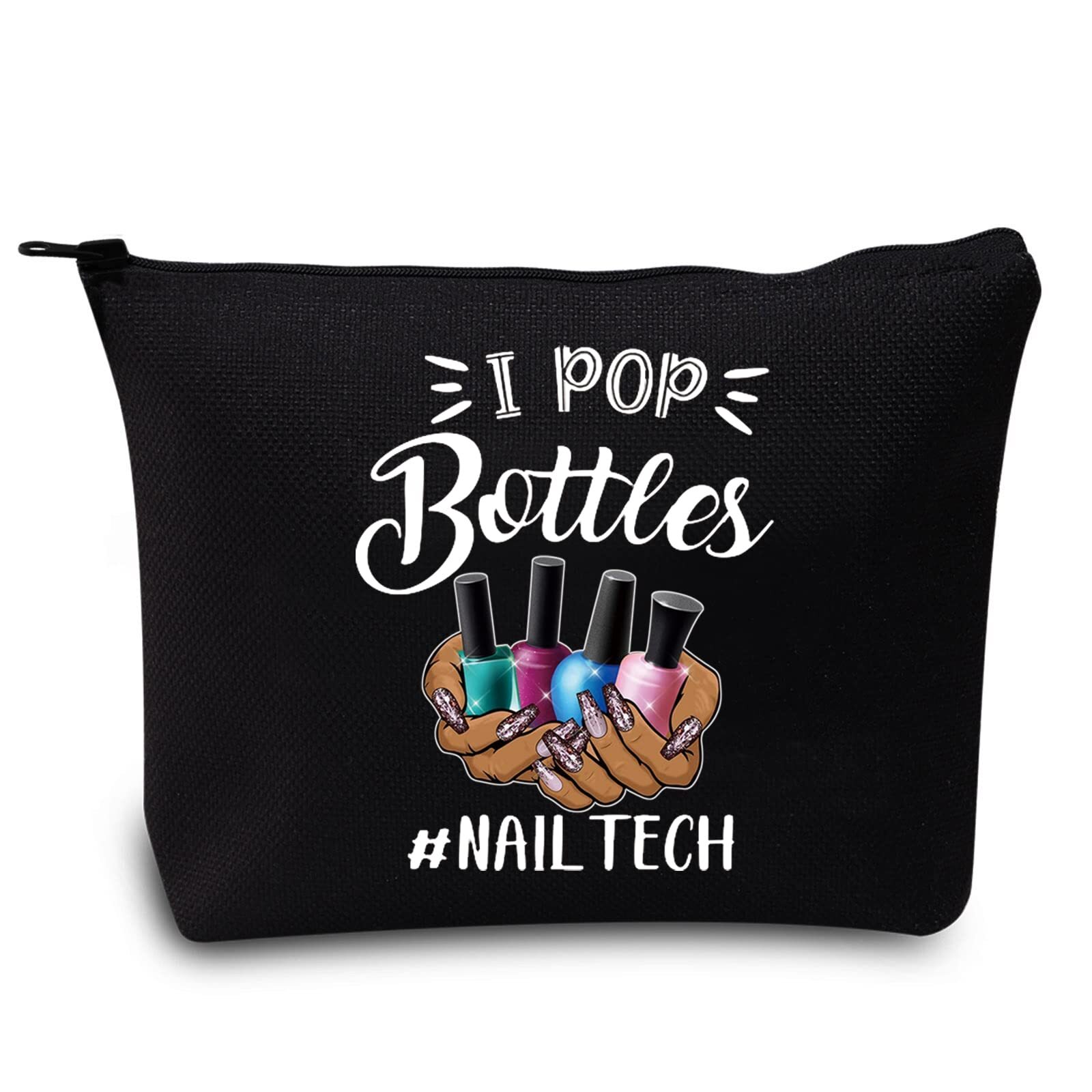 Nail Technician Cosmetic Bag Manicurist Tech Gift I Pop Bottles Makeup Pouch