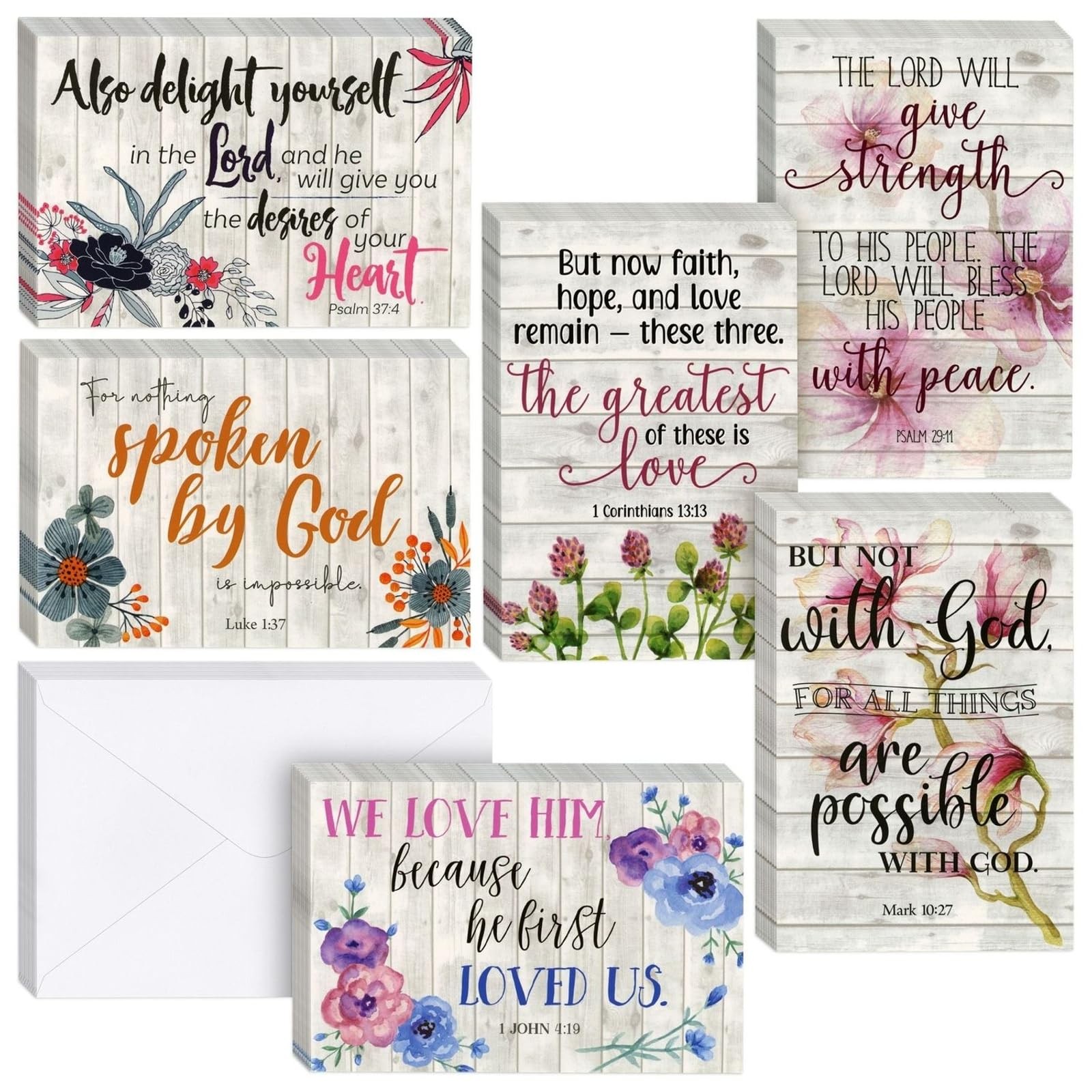 BEST PAPER GREETINGS 60PK Inspirational Cards w/Envelopes 4x6" 6 Designs Faith