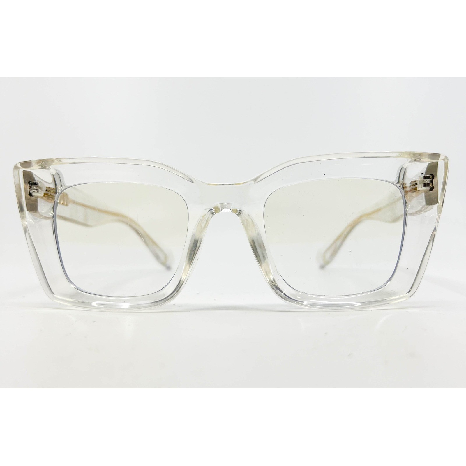 Visoone Calida Oversized Clear Square Glasses Gold Detail