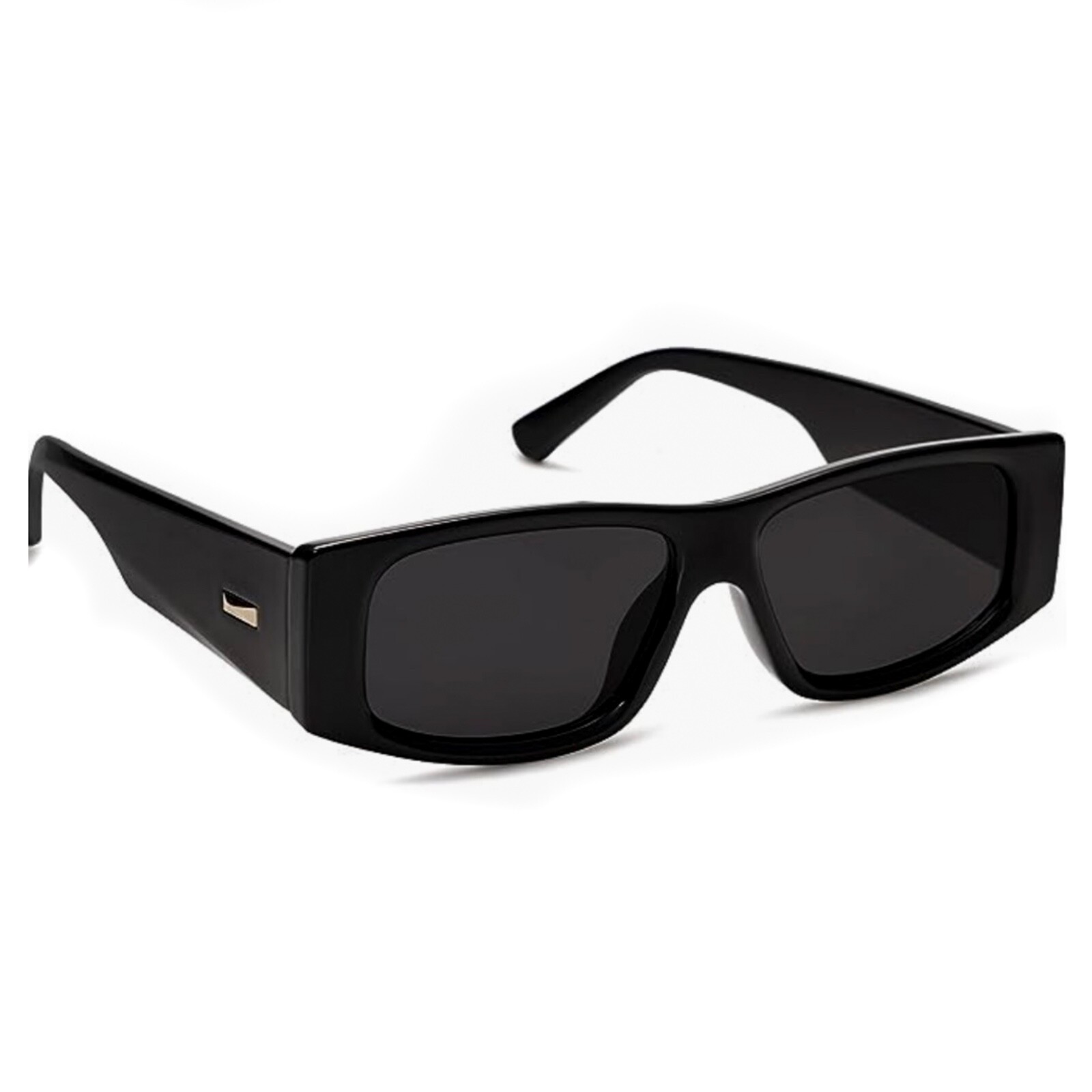 Dark Black Retro Y2K Rectangle Sunglasses Women Men Trendy Fashion Square Shades