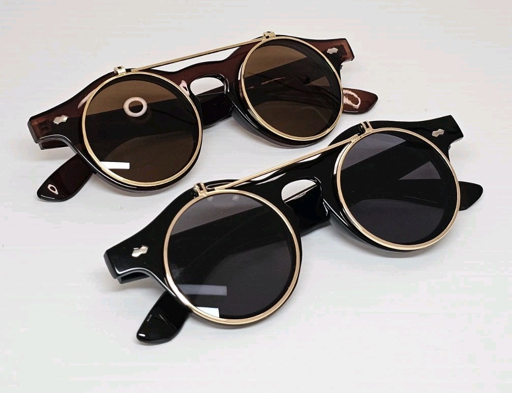 Trendy High Fashion Chic Flip Up Perfect Circle Round Sunglasses