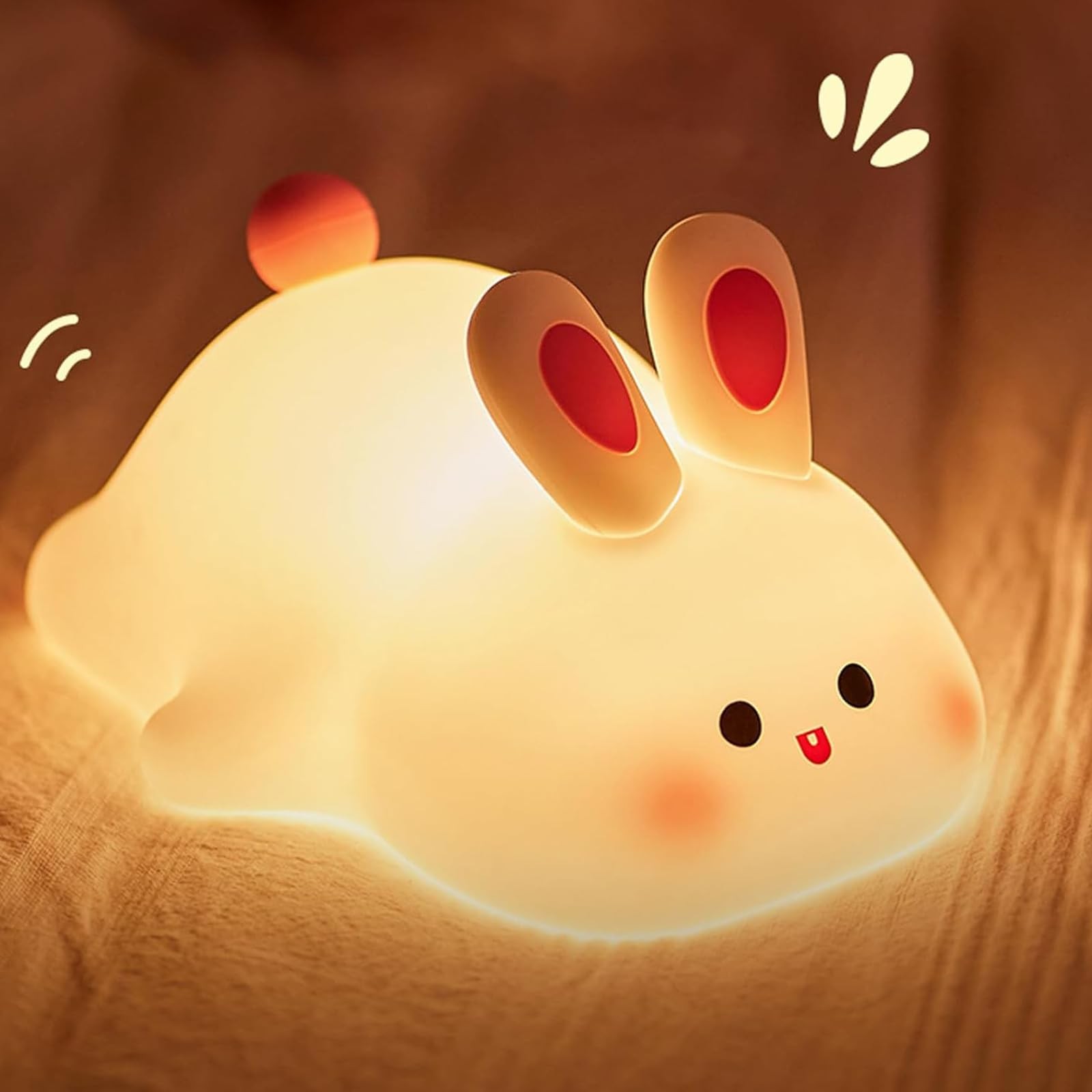 Lilampts Cute Silicone Rabbit Night Light, Pumpkin Light 1pack, Multicolor 