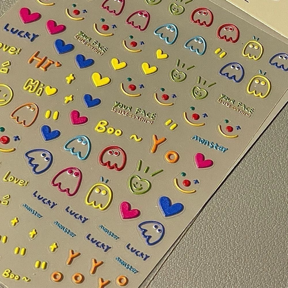 3D Childlike Emoji Cute DIY Nail Art Stickers Decor Cute Embossed Decorative