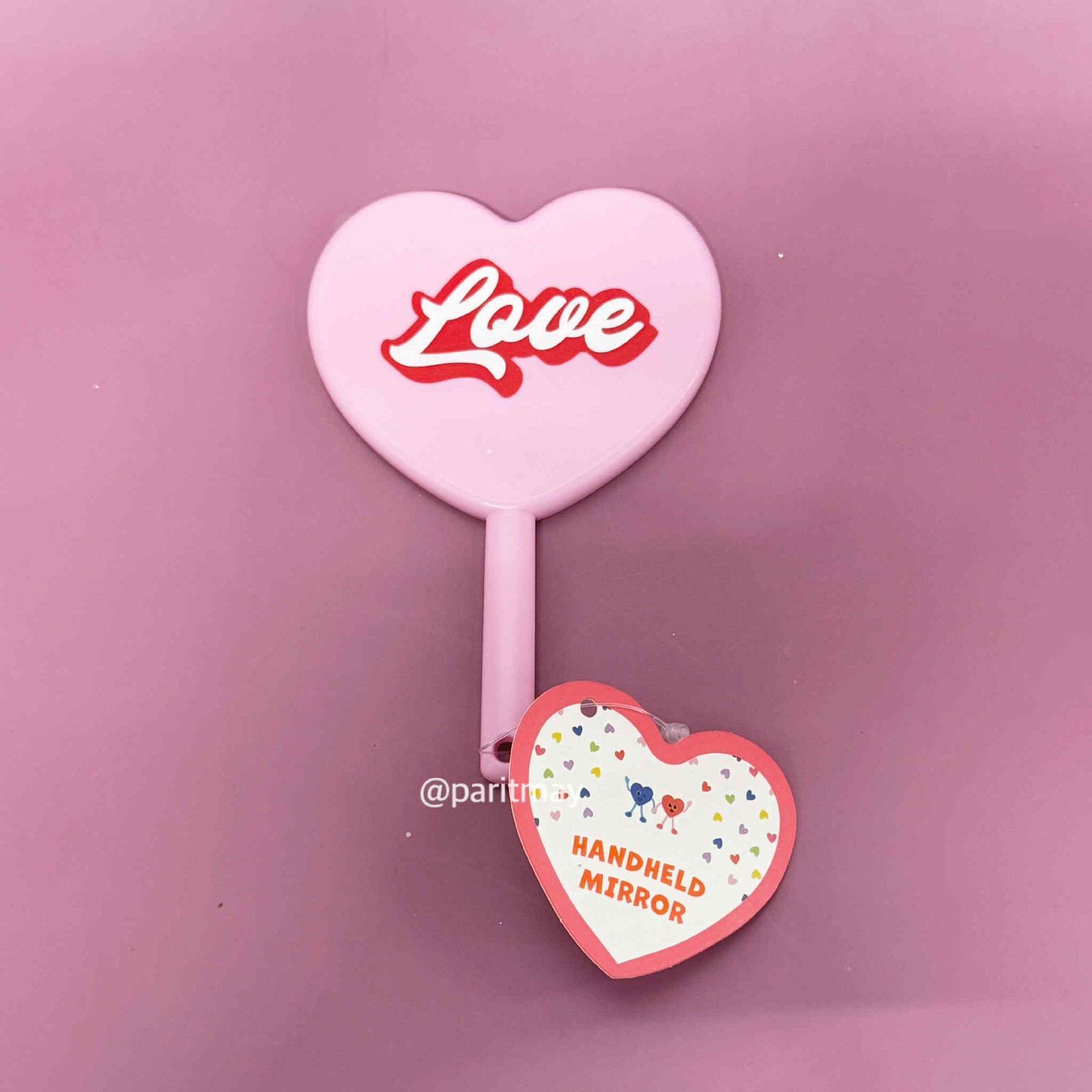 Target Pink Heart Handheld Mirror with Love Print – Cute Vanity Decor (NWT)