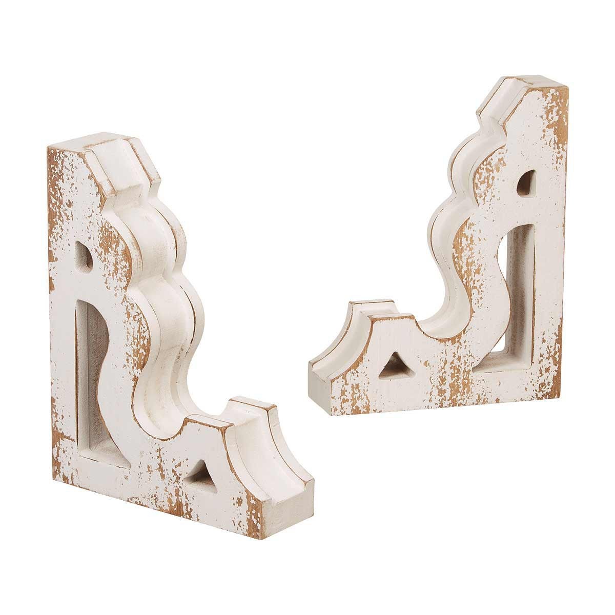 Set Of 2 Shabby Chic Wooden Corbels Decorative Accents Interior Design Supports 