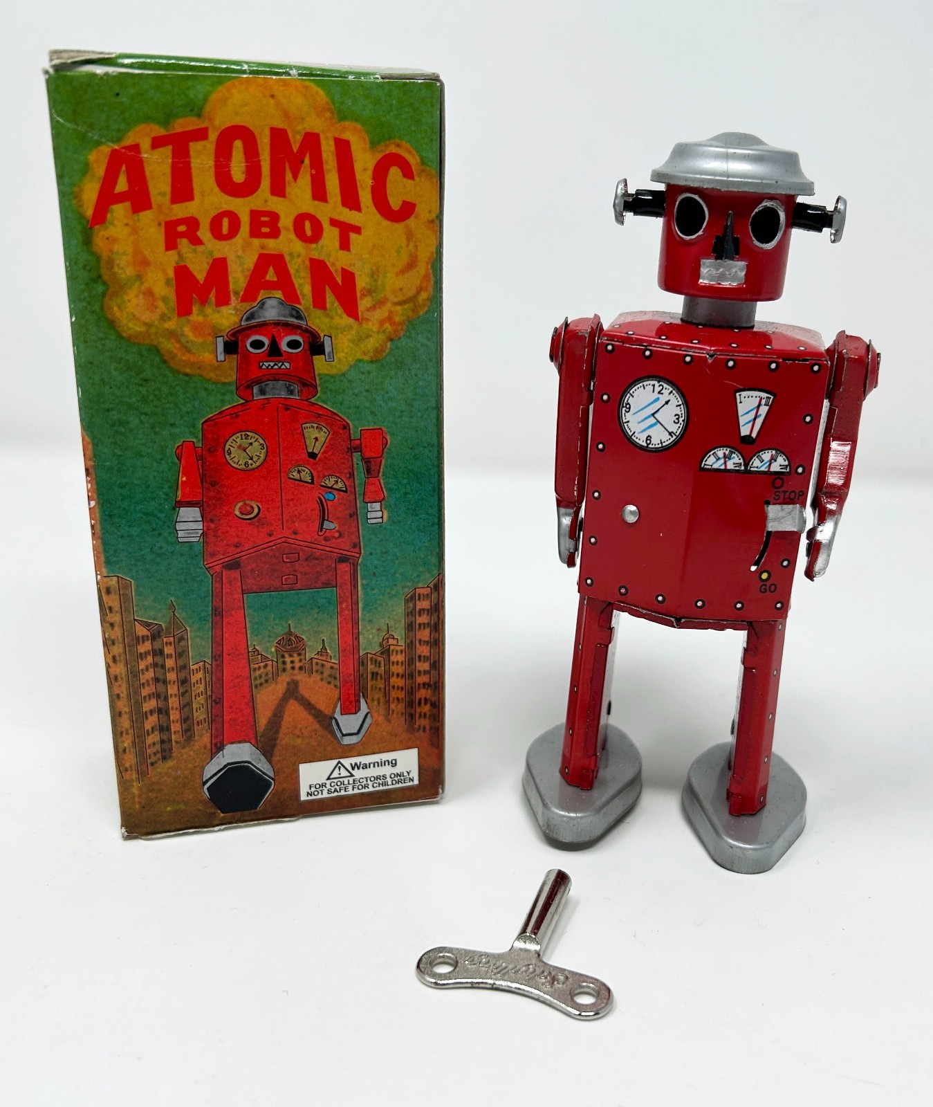 Schylling ATOMIC ROBOT MAN Red Tin Wind Up Collector Toy w/Box 1997 New In Box