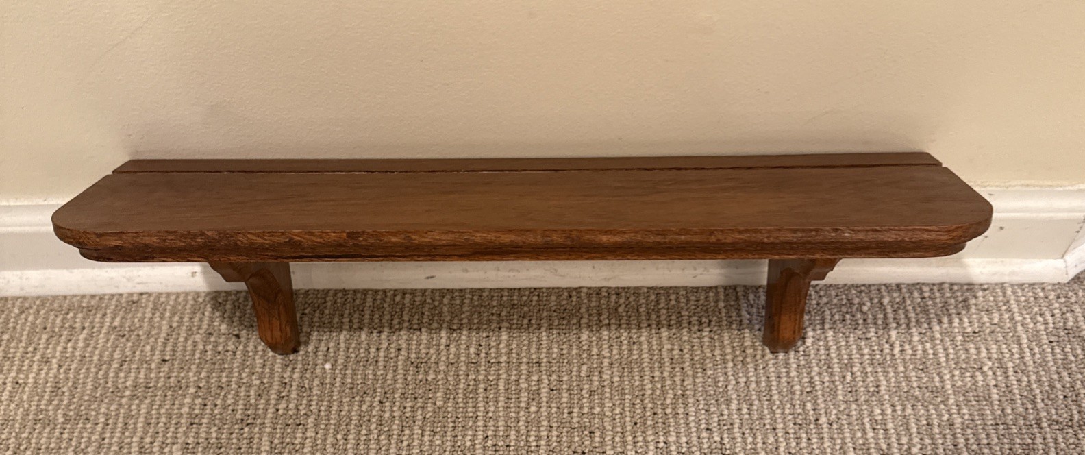 Vintage Home Interiors Wood Wall Shelf W Plate Groove, 6x 20 In