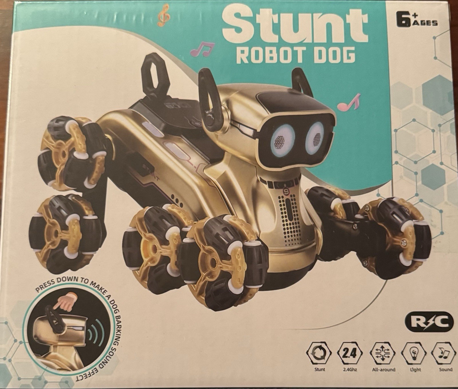 Stunt Robot Dog with 8 Wheels Remote Control Robot With Light And Sound