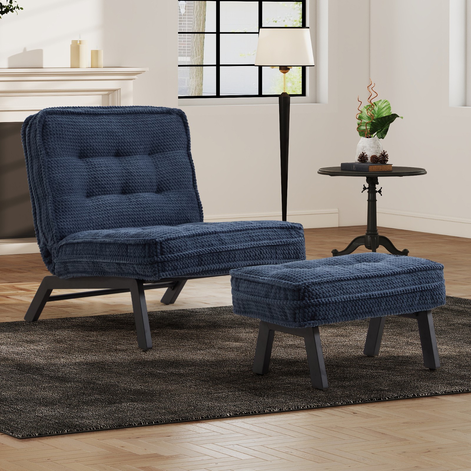 EBELLO Modern Accent Chair w/ Ottoman Adjustable Backrest Cozy Lounge Chair