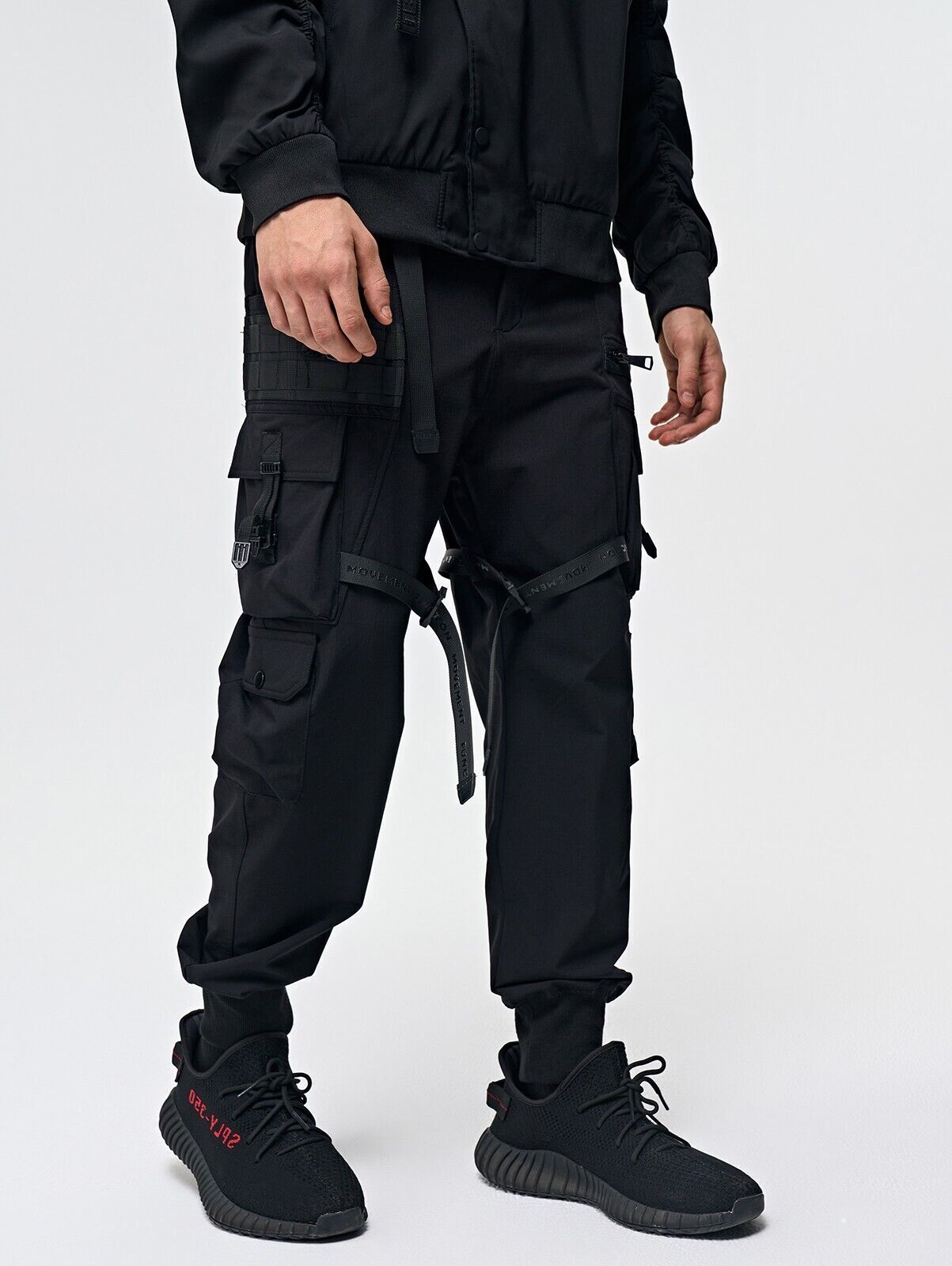 Niepce Unisex Black Classic 172 Pants Techwear Streetwear Joggers with Straps