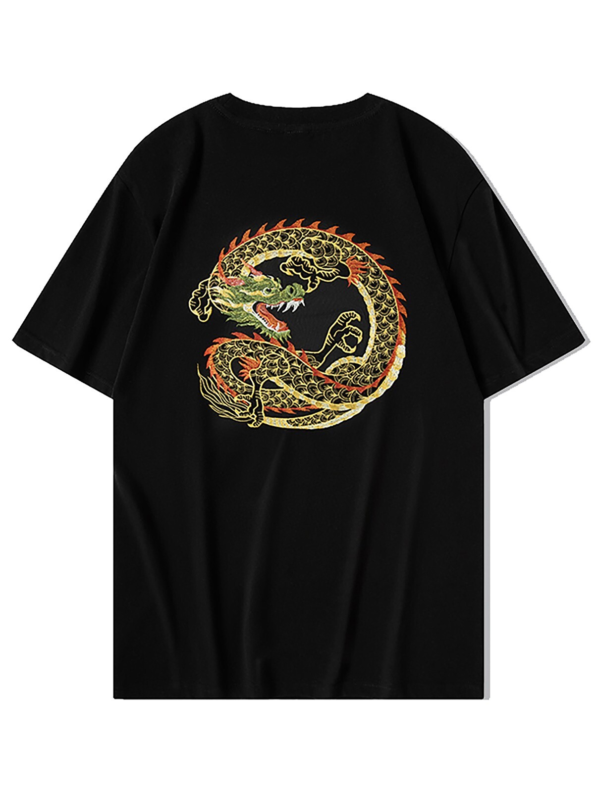 Niepce Men's Golden Dragon Embroidery Tee Japanese Streetwear T-Shirt