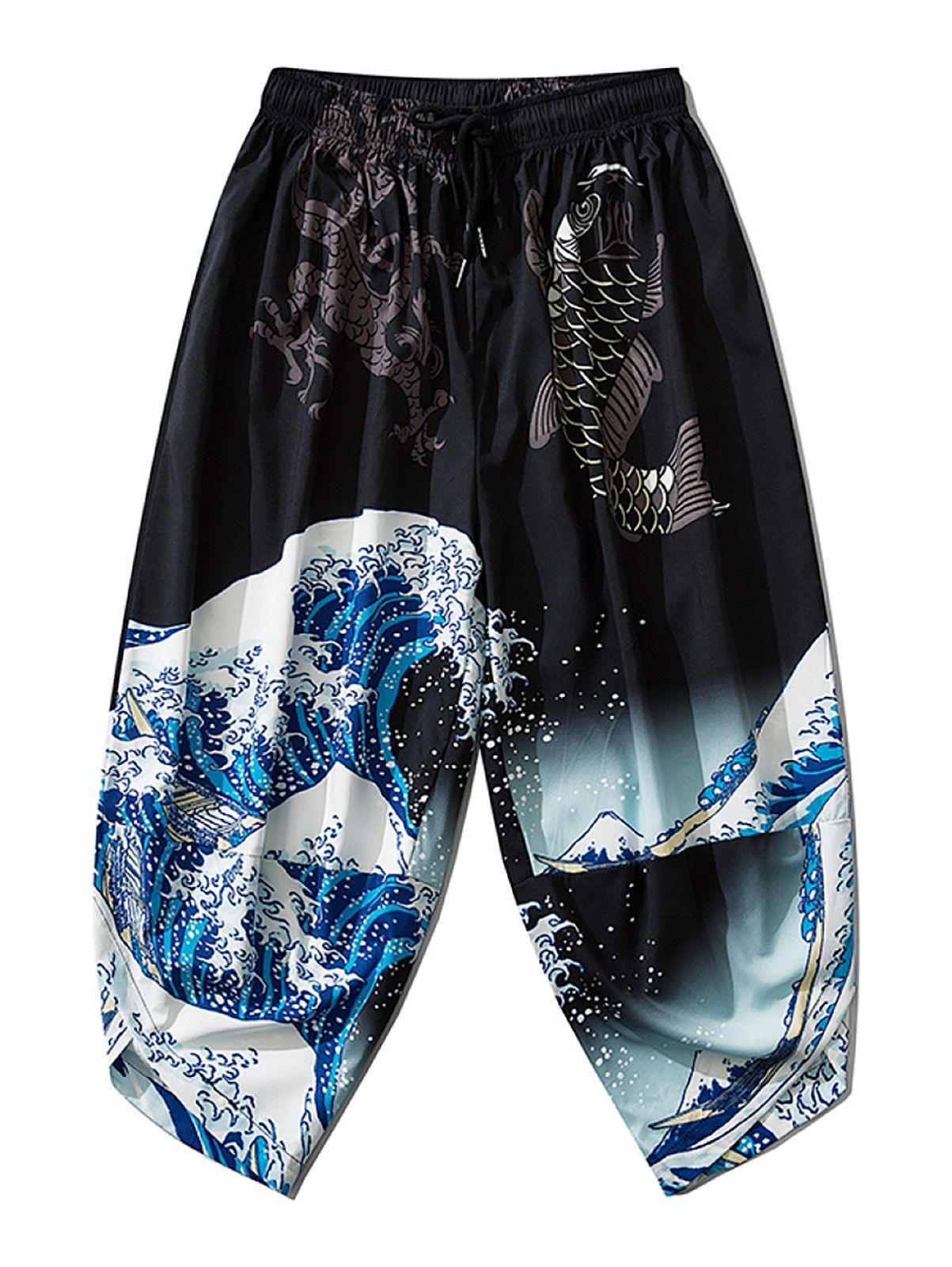 Niepce Great Waves Japanese Streetwear Lightweight Harem Pants