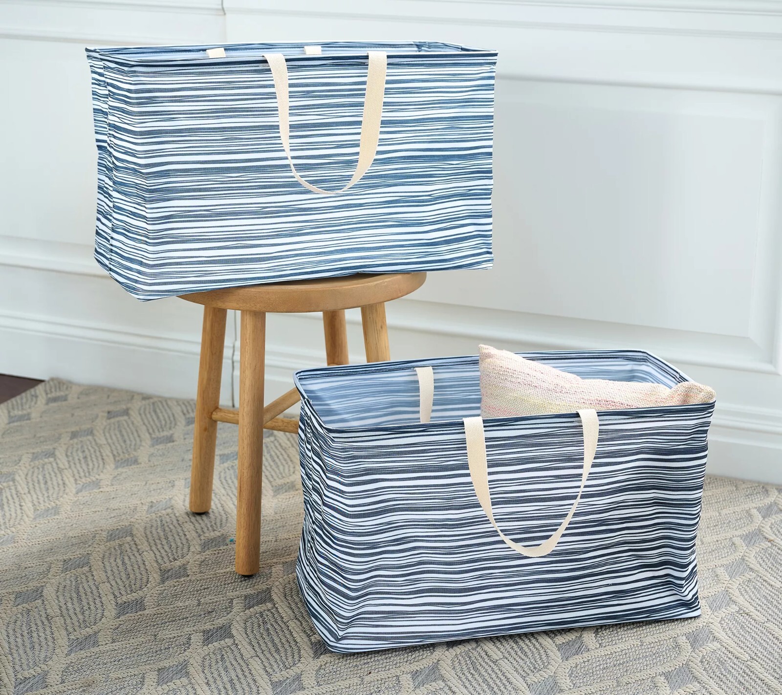 Tidy & Co. Set of 2 Large Collapsible Storage Bags Navy Blue