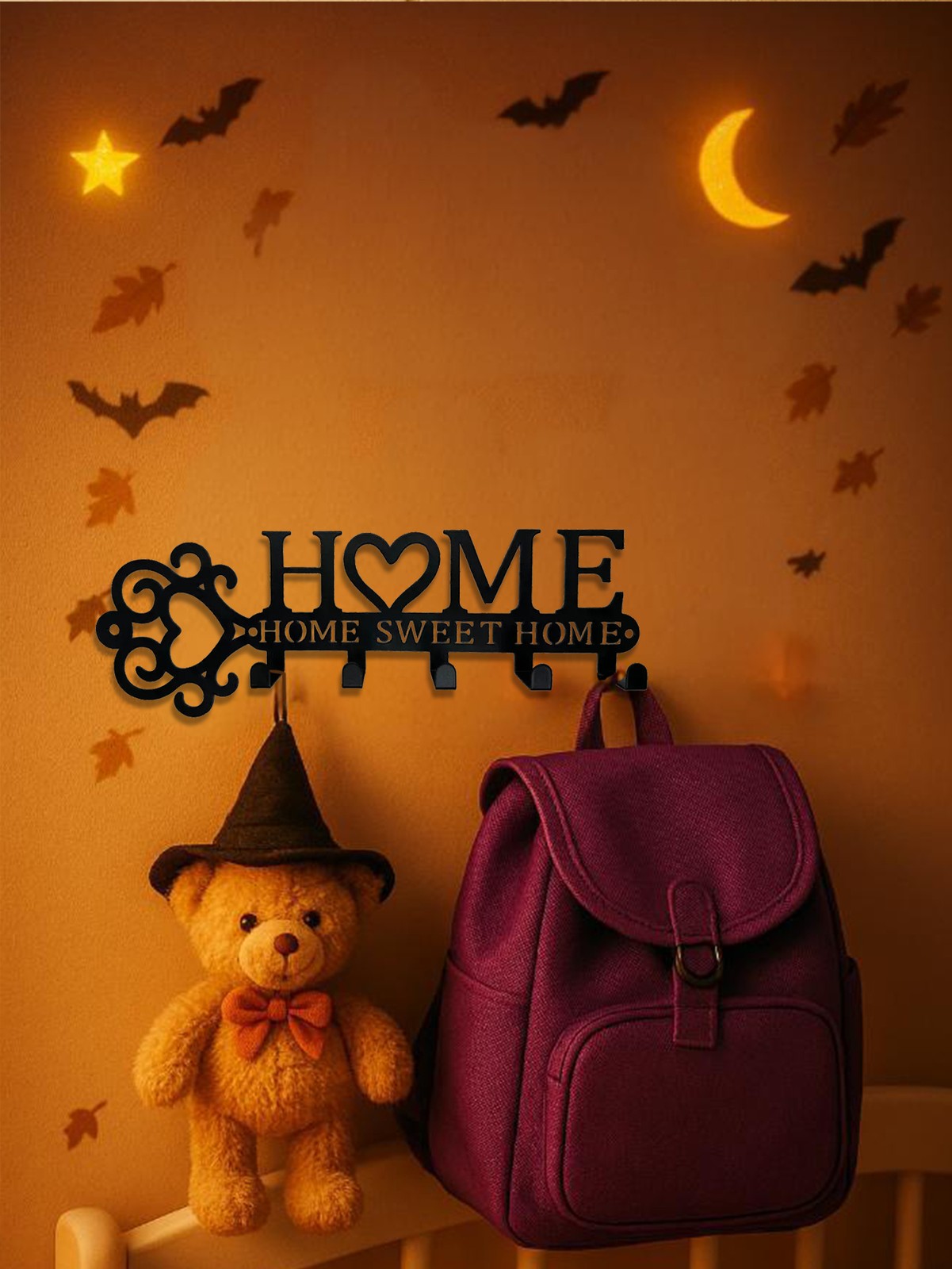 Cozy Home Wall Hooks Set Warm Metal Coat Hangers Heart Design