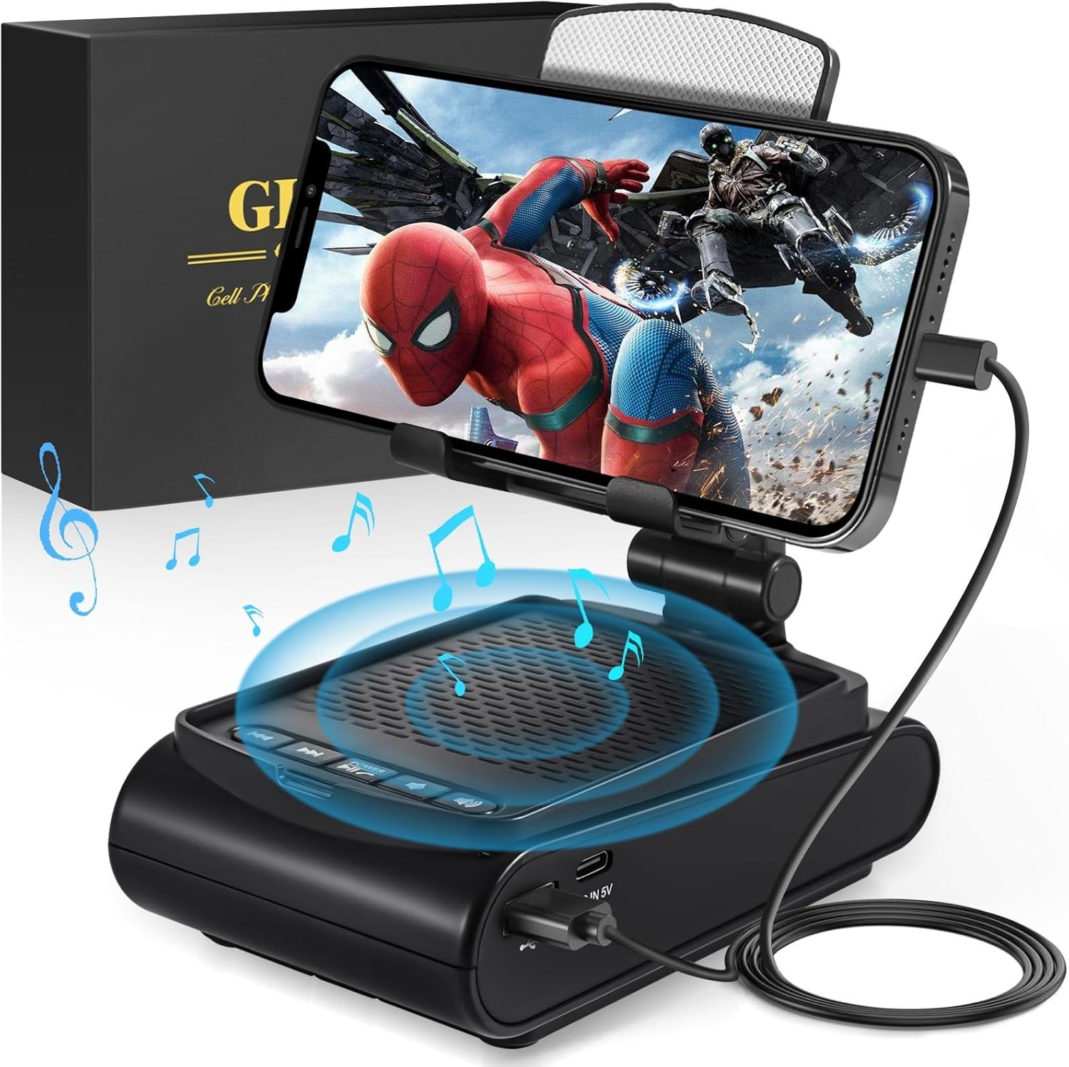 Portable Bluetooth Speaker with Adjustable Phone Stand - Stylish Tech Gift