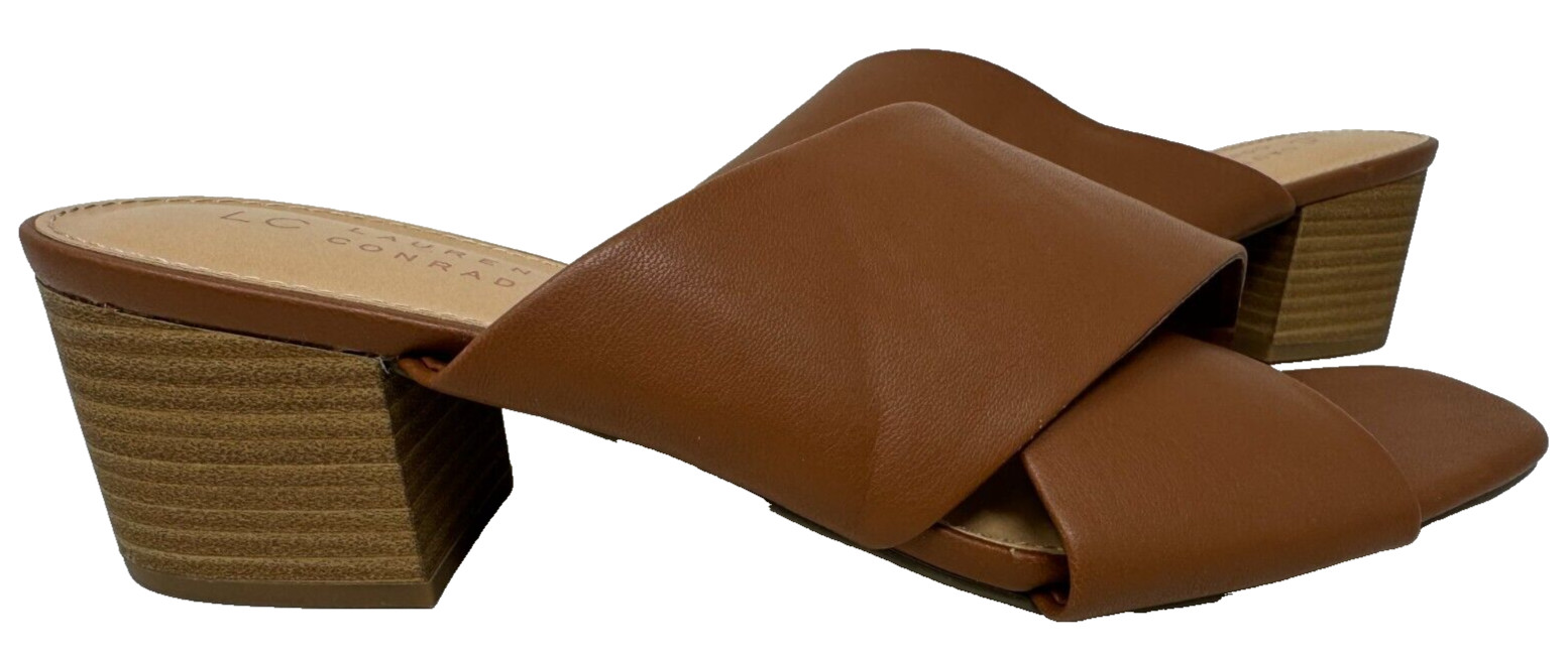 LC Lauren Conrad Women's Sodapop Block Heel Dress Sandals Brown Size:8 206Q