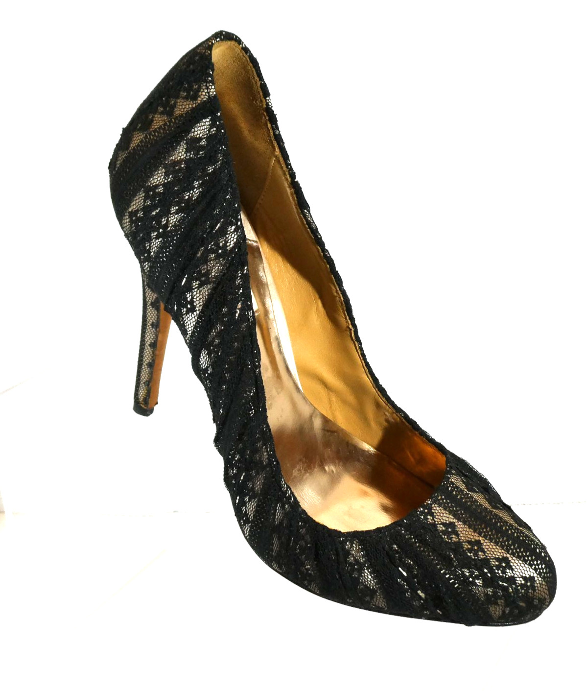 Badgley Mischka Pump Evening Shoe Stiletto Heels Black Lace Embellished Sexy