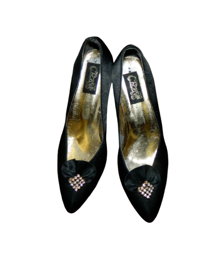 Satin Look Ladies EvenIng Shoes with Diamante Decoration - Size 39(EU) 6(UK)