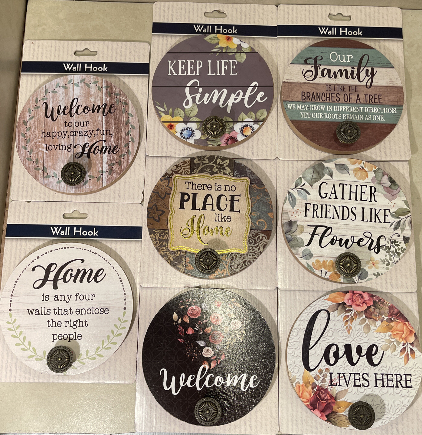 Home Decor Wood Wall Mount Hook Inspirational Heartwarming Captions  8 Choices 