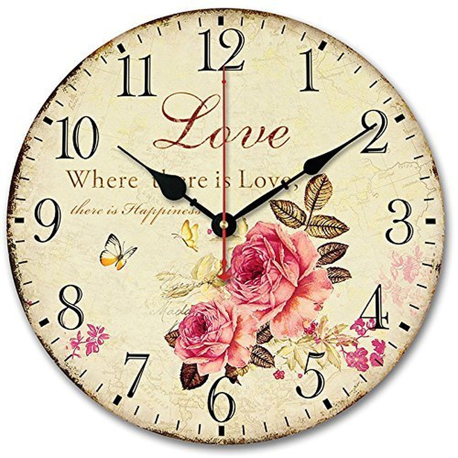Usmile 12 inch Wall Clock Silent Non Ticking Vintage Large Decorative Wooden ...