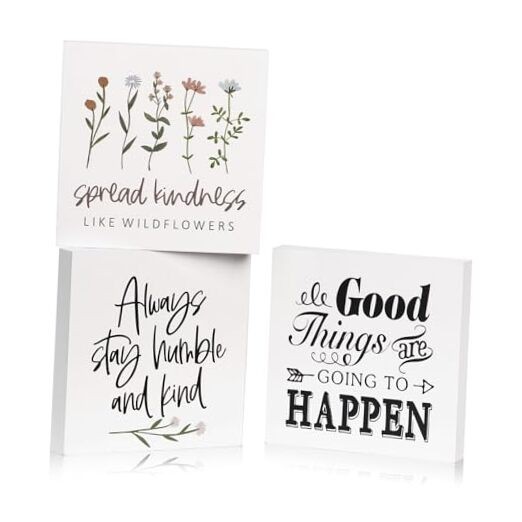3 PCS Inspirational Wooden Box Signs for Home, Office, Desk Decor, 3pcs-B