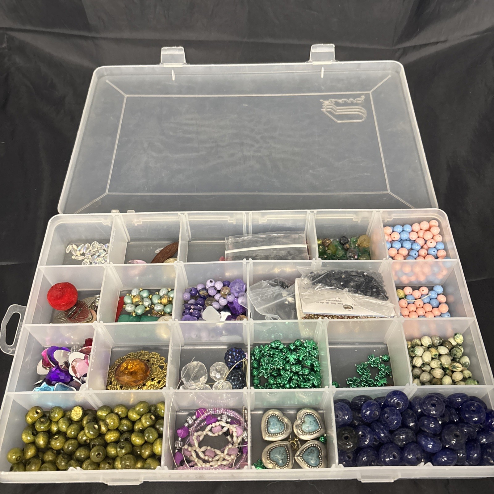 Vintage Lot Of Crafting Beads, Seed Beads, Novelty Items, Vintage Jewelry W Box