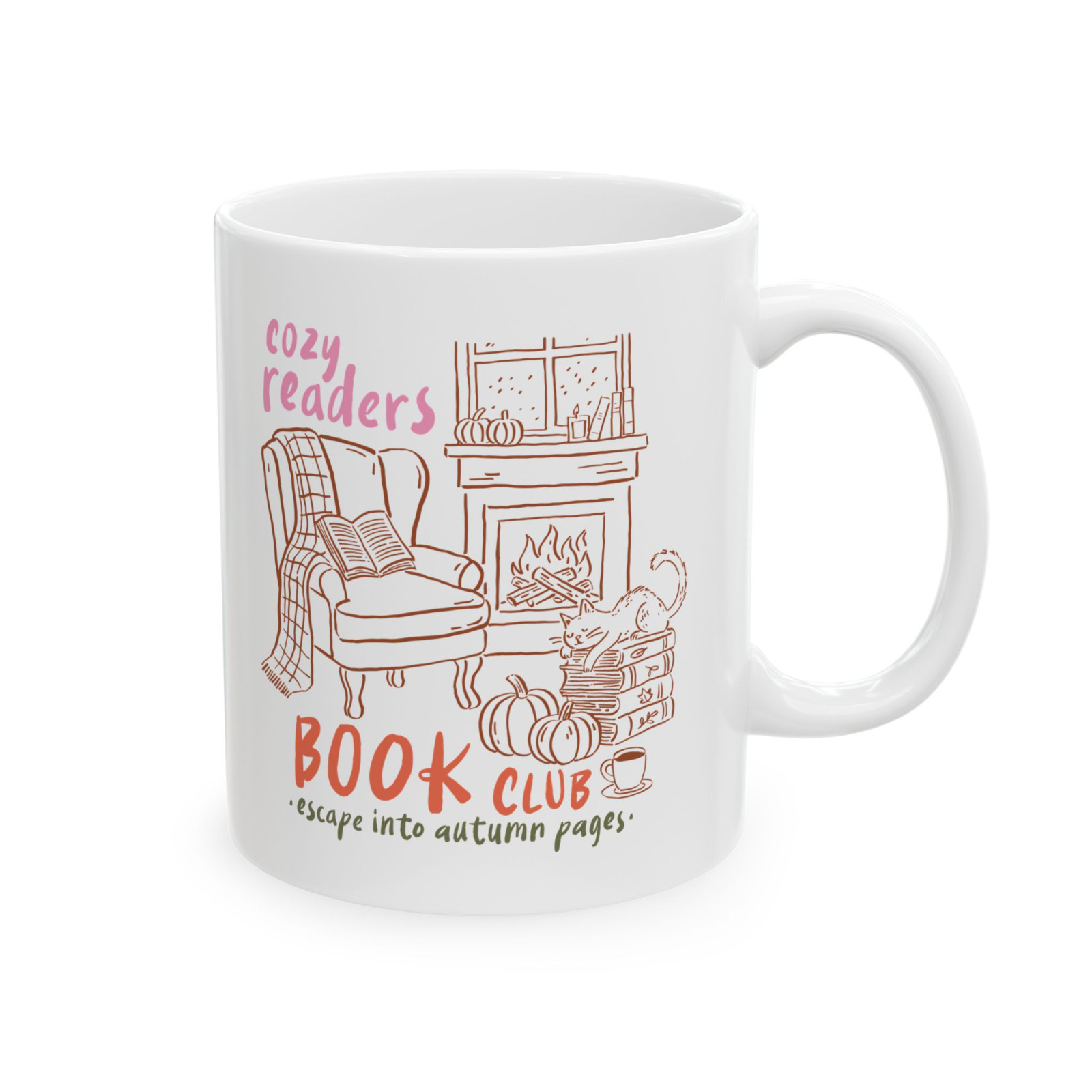 Cozy Readers Book Club Mug Fall Coffee Cup Autumn Reading Gift for Book Lovers