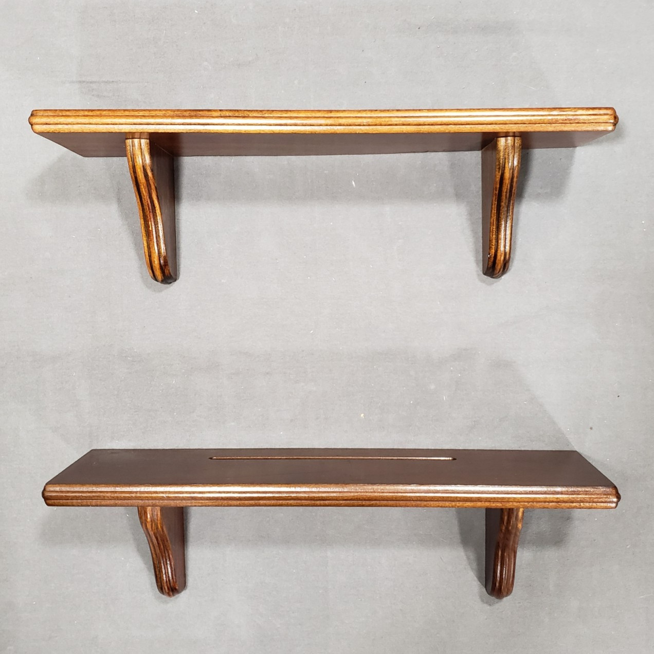 Vtg Wall Decor Shelves Pair 18" Wood Mid Century Modern Danish Sculpted Brackets