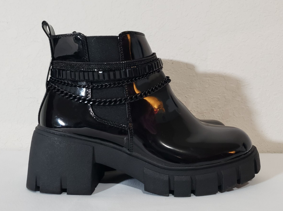 Torrid Black Platform Leather Boots Size 8.5WW  Grunge Punk Streetwear *