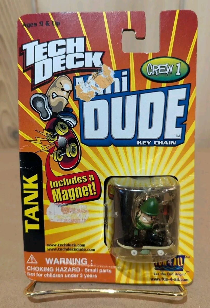Vintage Tech Deck Mini Dude Key Chain "TANK" Fun 4 All 