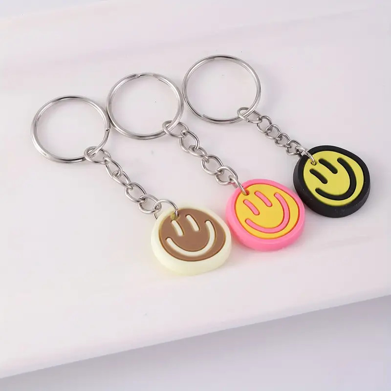Smiley Face Keychain Cute Emoji Pendant Key Ring Gift Fun Phone Accessory Toy