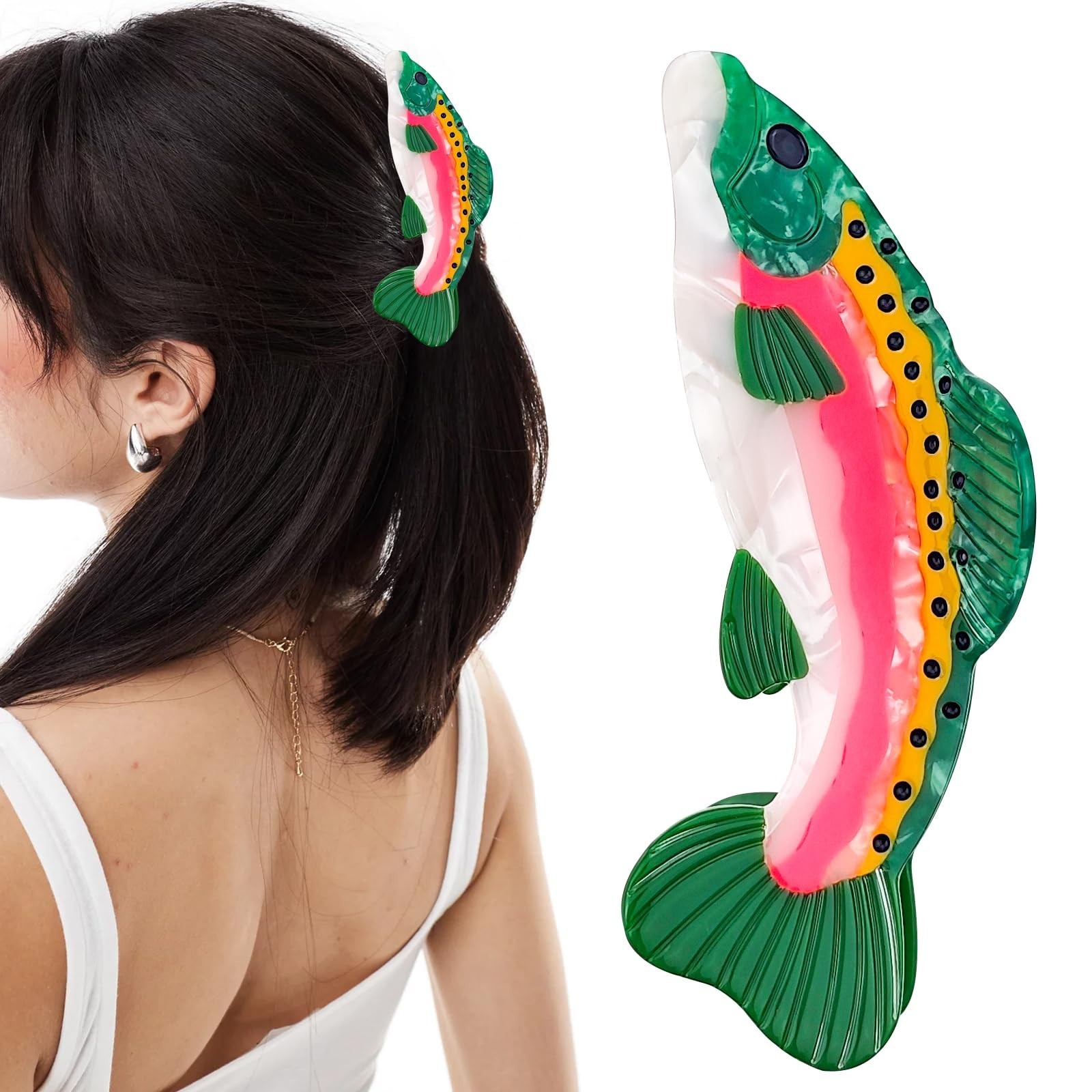 Fun Salmon Hair Claw Clip Acetate Hair Claw Big Fish Hair Claw Clip Non Slip ...