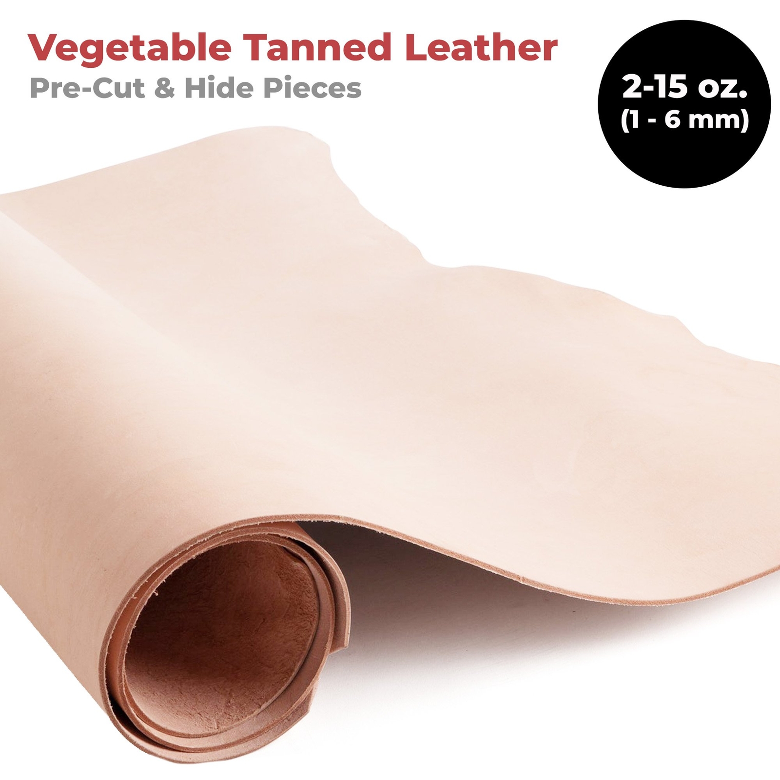 ELW 2-15 oz (1.8-6mm) Thick Pre-Cut Vegetable Tanned Leather