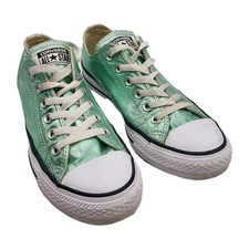 Metallic Green Converse Shoes Unisex M6 W8 Jade Y2K Grunge Skate Alt Streetwear