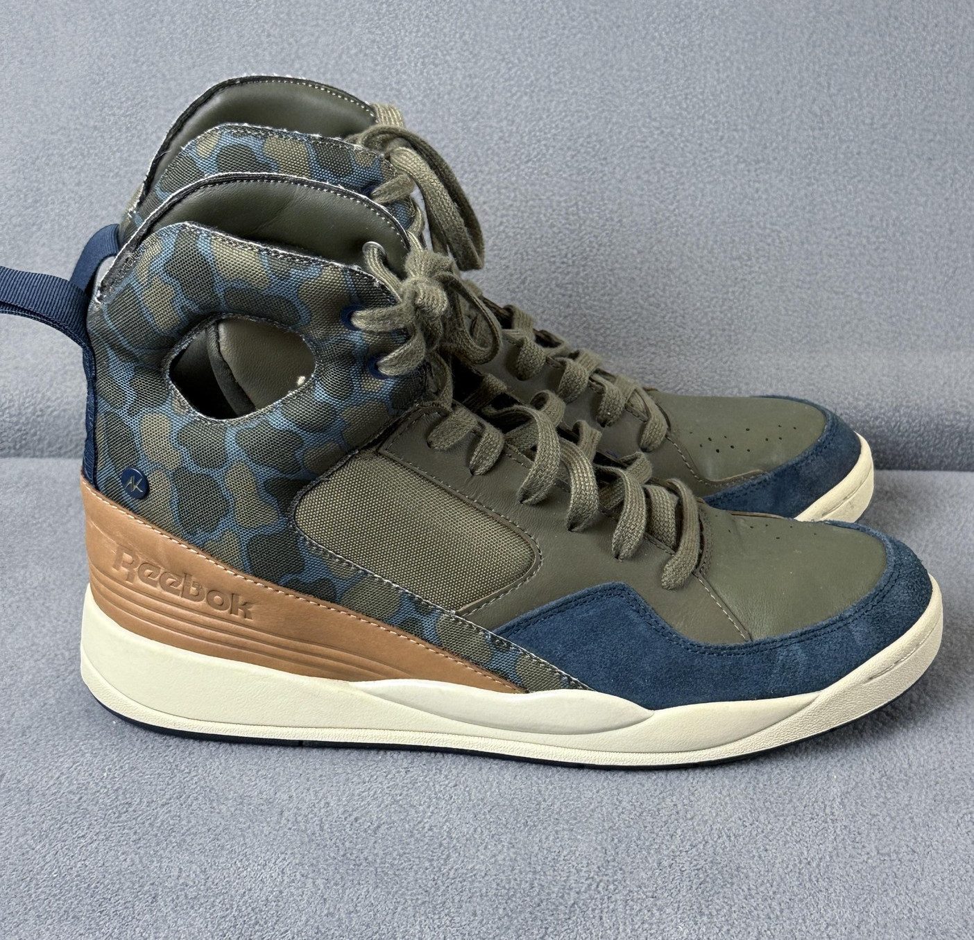 Reebok Alicia Key Shoes 10 Green Blue Camo High Top Casual Sneakers Streetwear