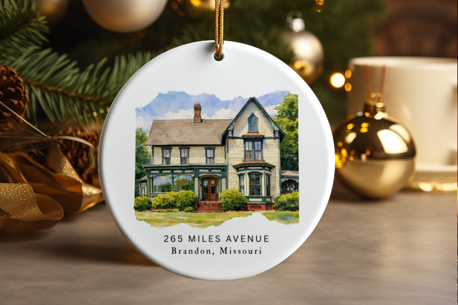 Custom Watercolor House Ornament, Personalized Christmas Gift, New Home Keepsake
