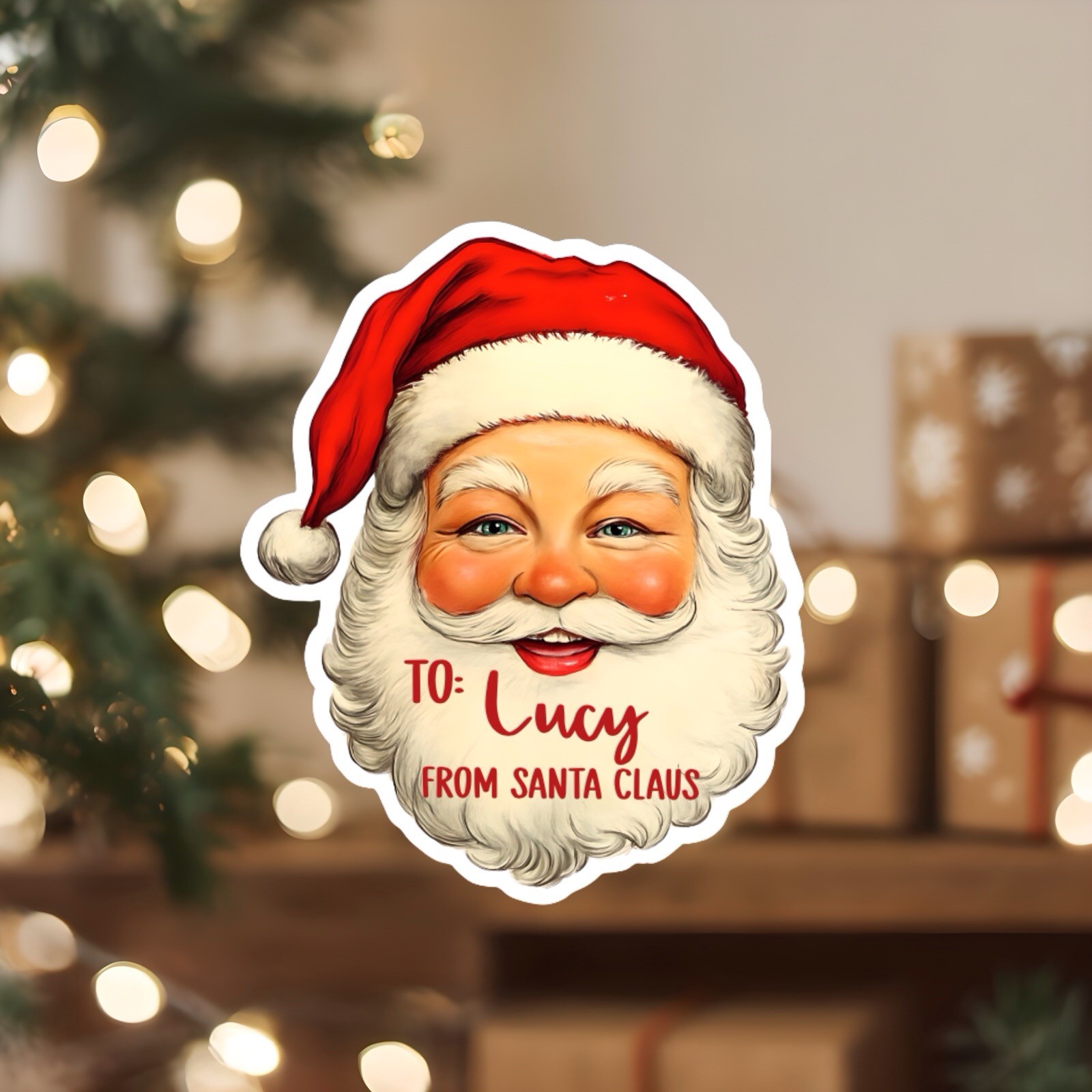 Personalized Santa Sticker | Christmas Gift Tag | Set of 12