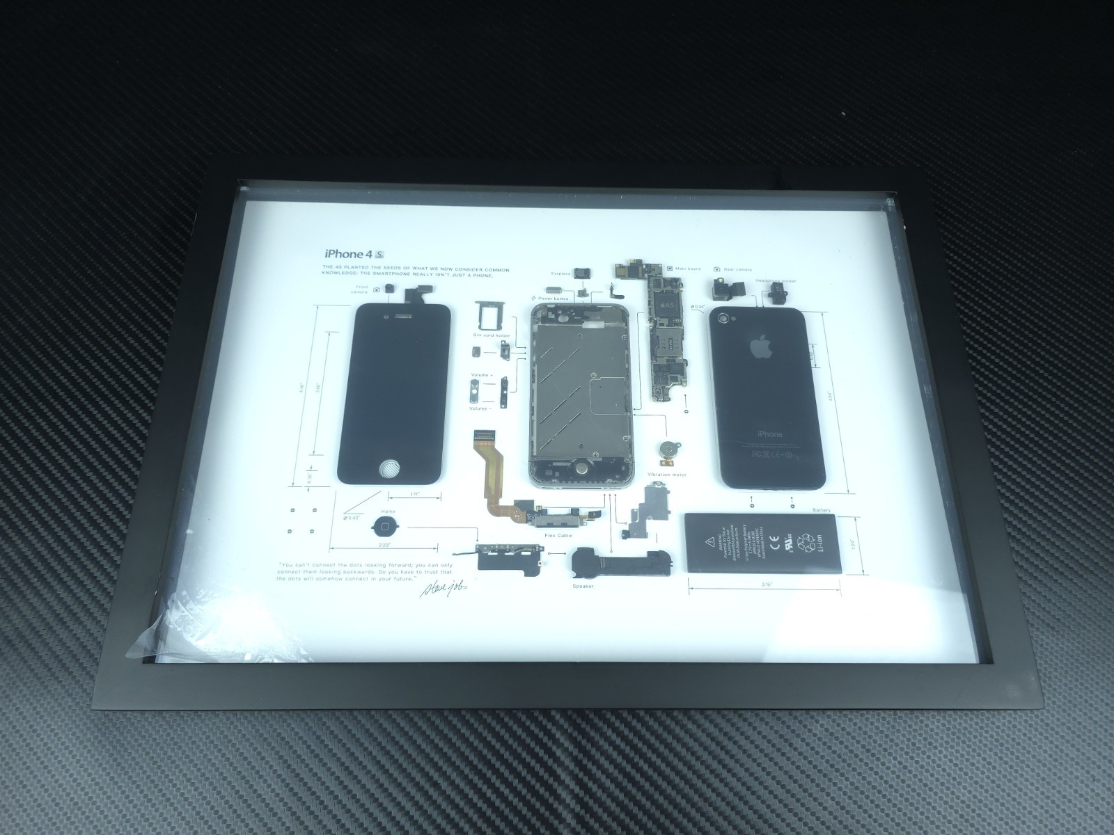 Framed iPhone 4S Disassembled Phone Teardown iphone Wall Art Gifts for Tech