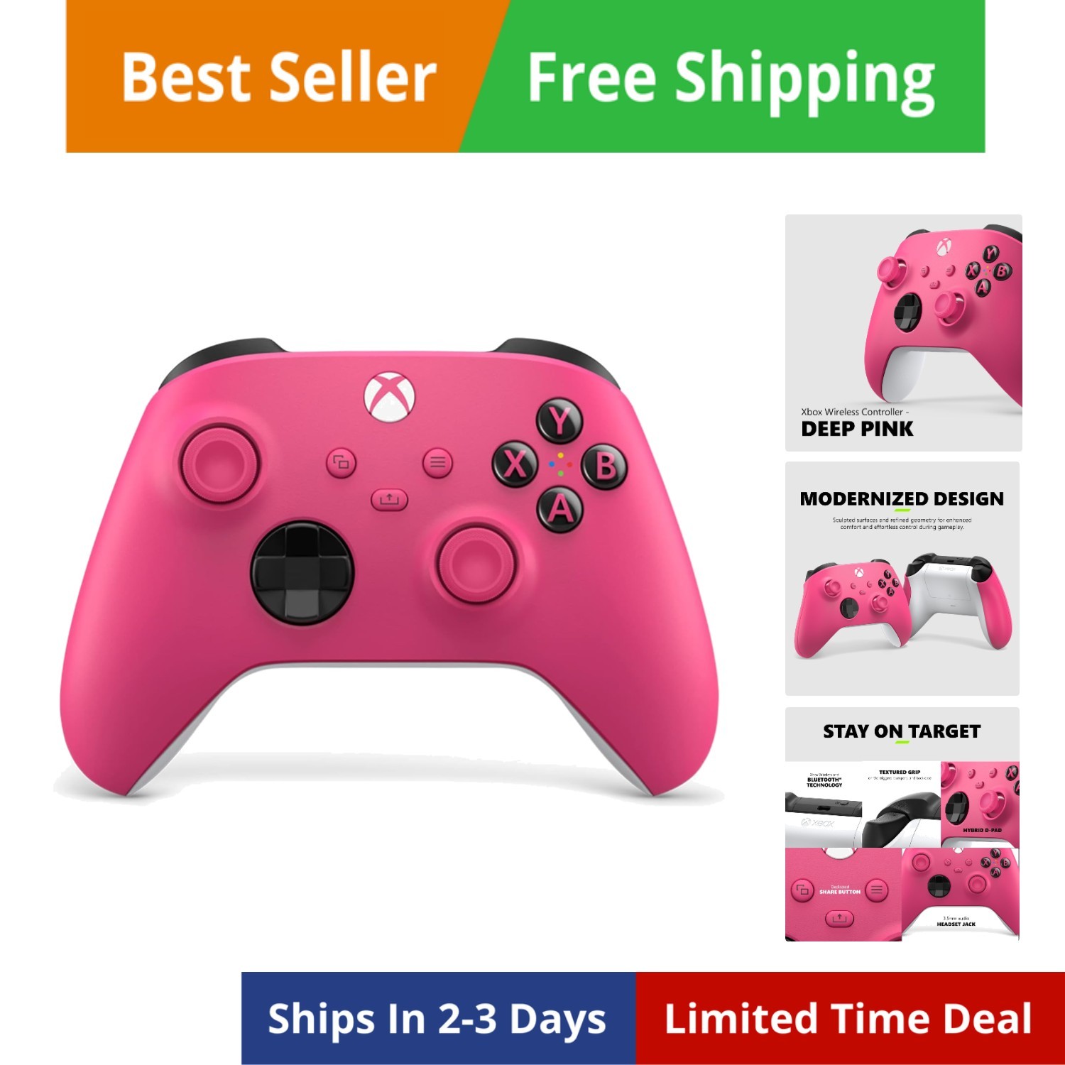 Wireless Gaming Controller 2025 – Deep Pink – Play on, Windows, Android, iOS,...