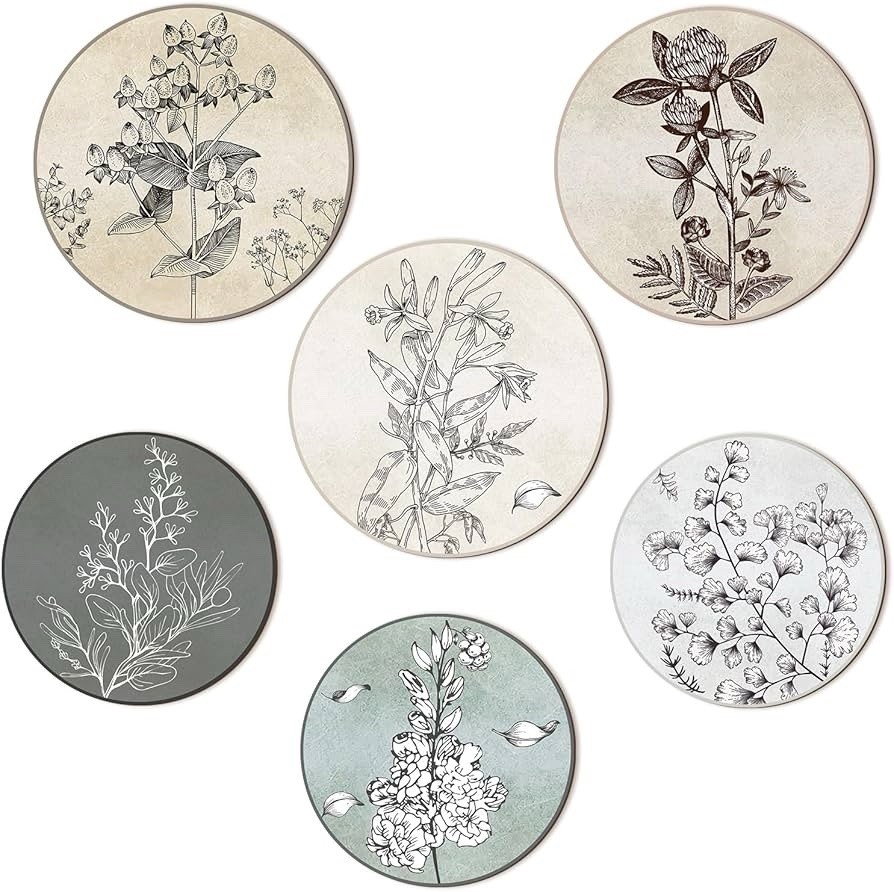 Barydat 6 Pieces Boho Plant Wall Art Decor Wooden Boho Farmhouse Rustic Bohemian