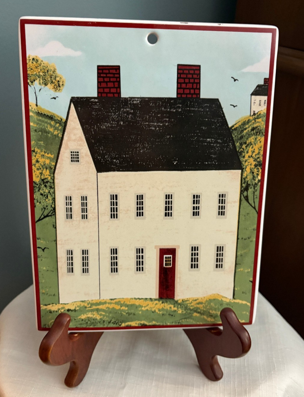 Ceramic Trivet by Warren Kimble Rustic Colonial House Country Sakura Wall Art
